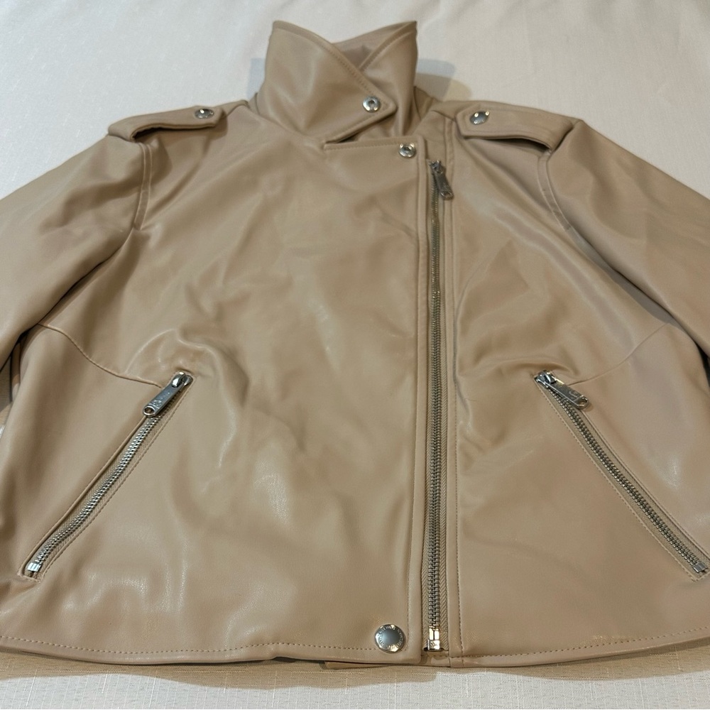 Sam Edelman Faux Leather Moto Jacket Beige | NWT Size Small - Picture 2 of 12